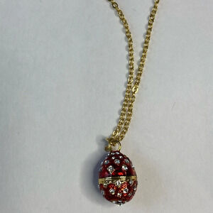 Red crystal enameled egg gift set inpired in the famous faberge eggs